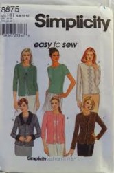 8875 SIMPLICITY  EZ KNIT SS-LS TOPS, CARDIGAN SWEATER SET PATTERN 14-20; 6-12 CHOICE